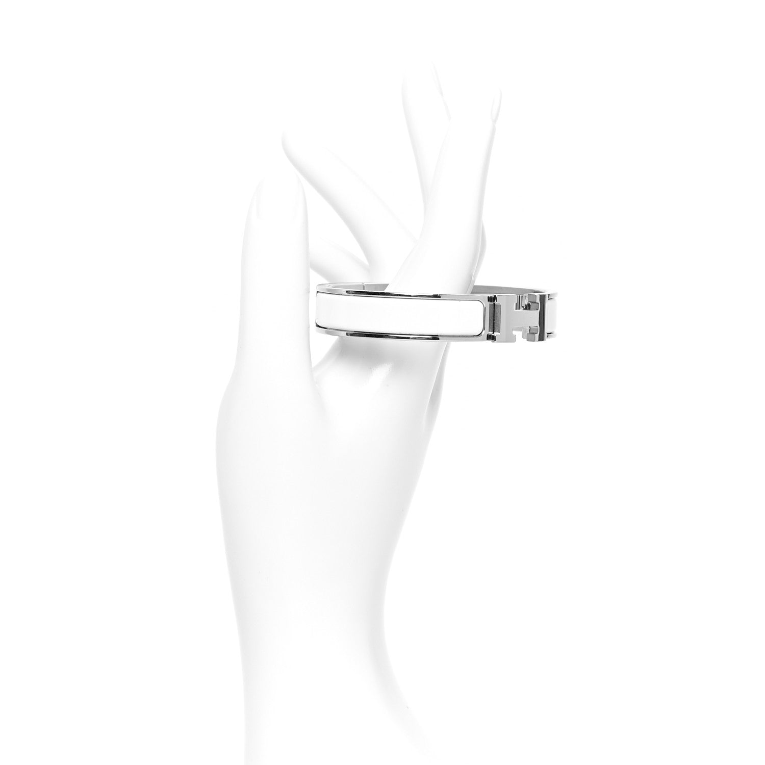 Hermes Enamel Narrow Clic Clac H Bracelet GM White 2 of 5