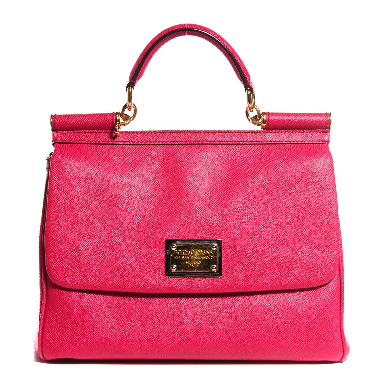 Dolce & Gabbana Dauphine Calfskin Large Miss Sicily Satchel Fuchsia 1 of 6