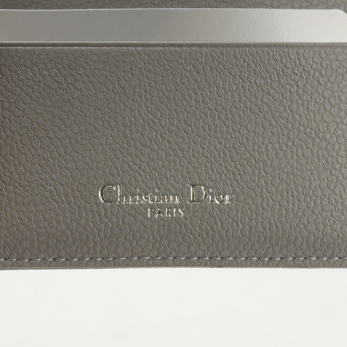 Grained Calfskin Cannage Diorama Card Holder Grey
