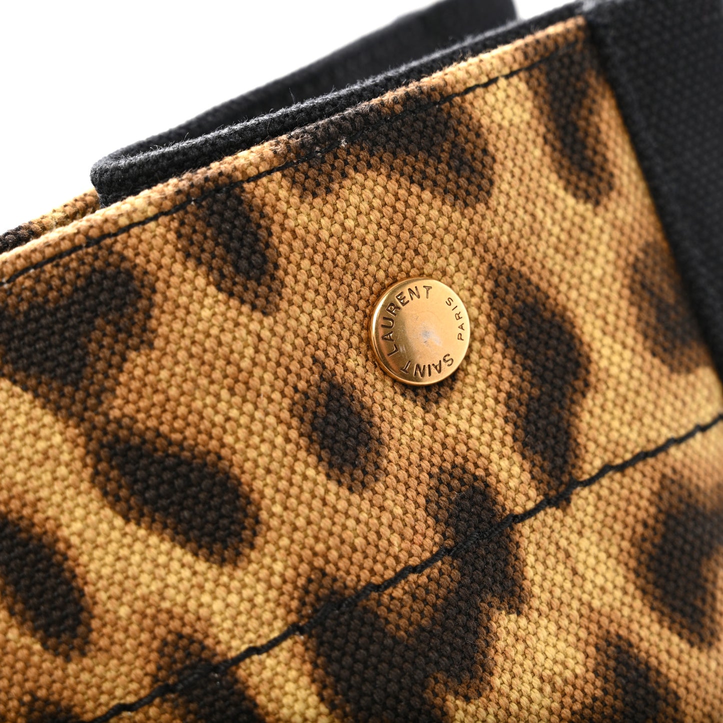 Canvas Calfskin Leopard Print Rive Gauche Noe Tote Natural Black