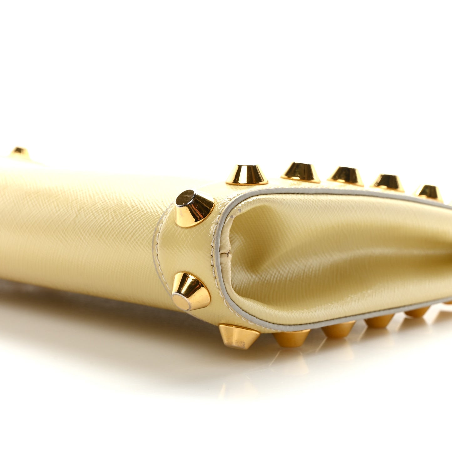 Saffiano Vernice Studded Clutch Talco