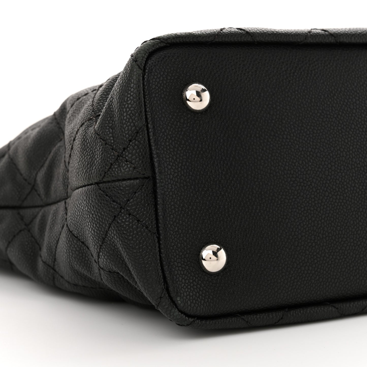 Grained Calfskin Quilted Small Daily Shopping Tote Black