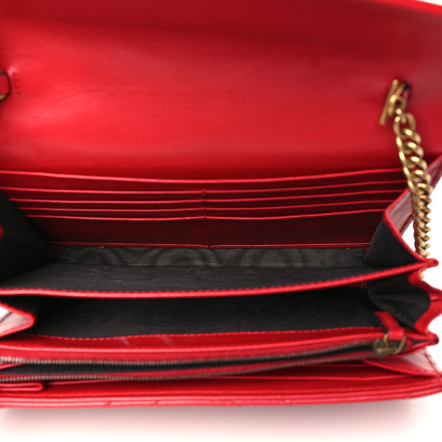 Calfskin Matelasse GG Marmont Chain Wallet Hibiscus Red