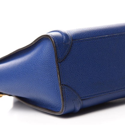 Celine Drummed Calfskin Nano Luggage Indigo 6 of 15