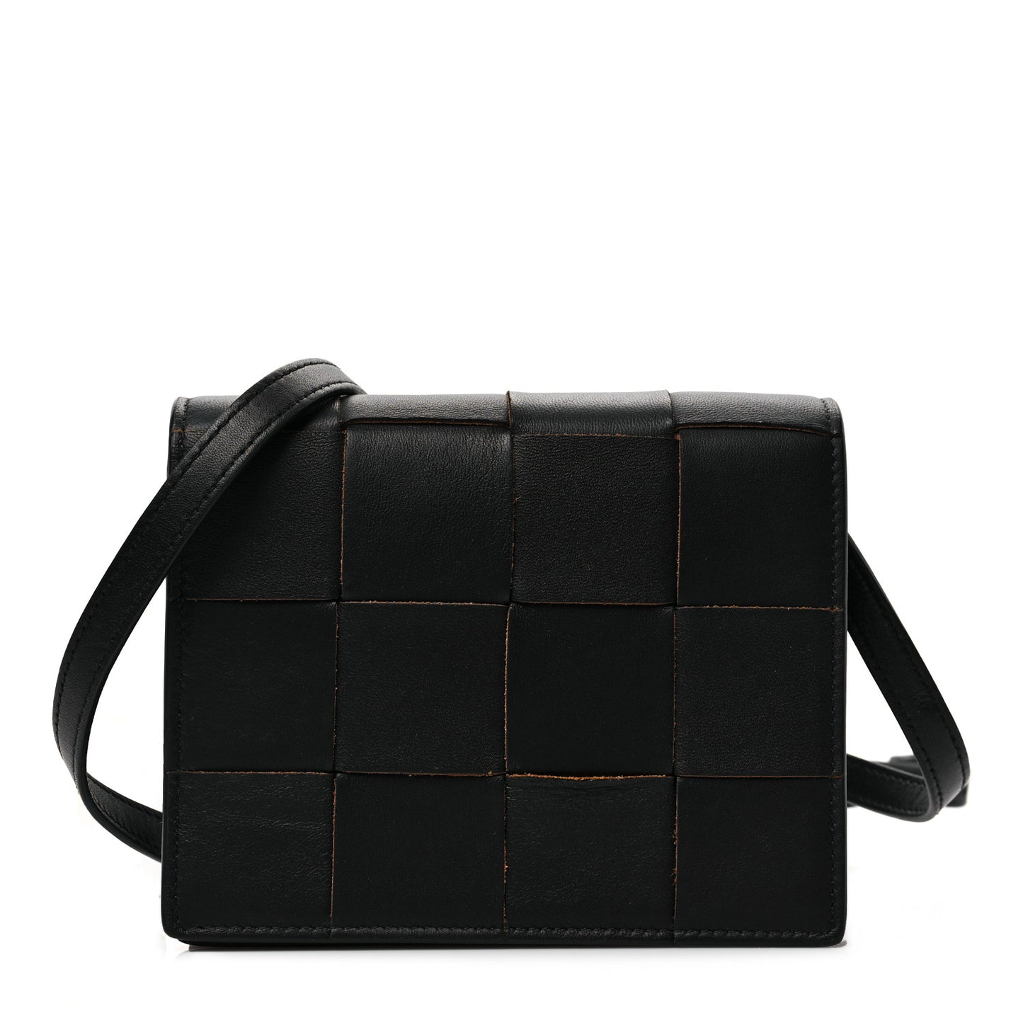 Lambskin Maxi Intrecciato Mini Cassette Crossbody Bag Black