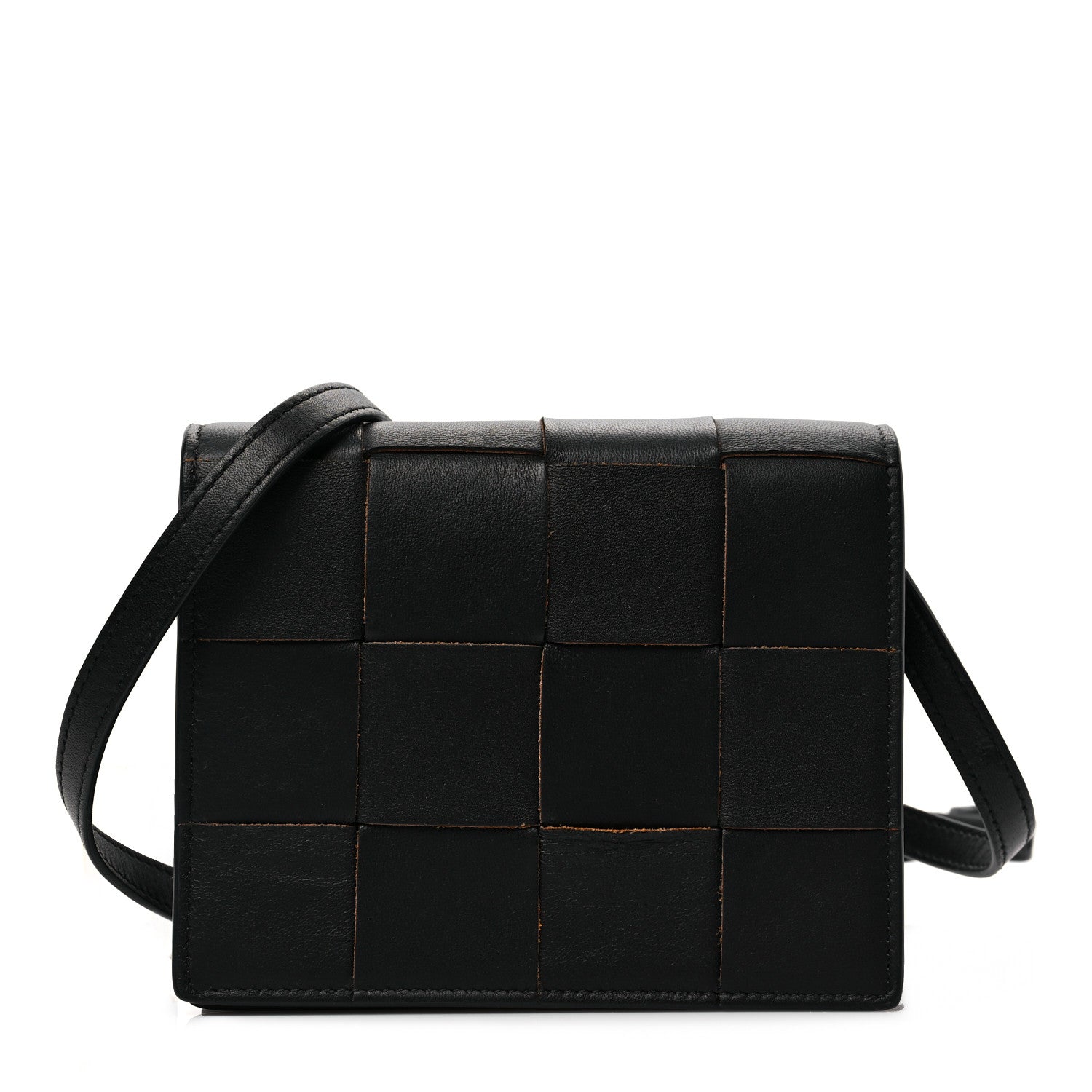 Bottega Veneta Lambskin Maxi Intrecciato Mini Cassette Crossbody Bag Black 2 of 15