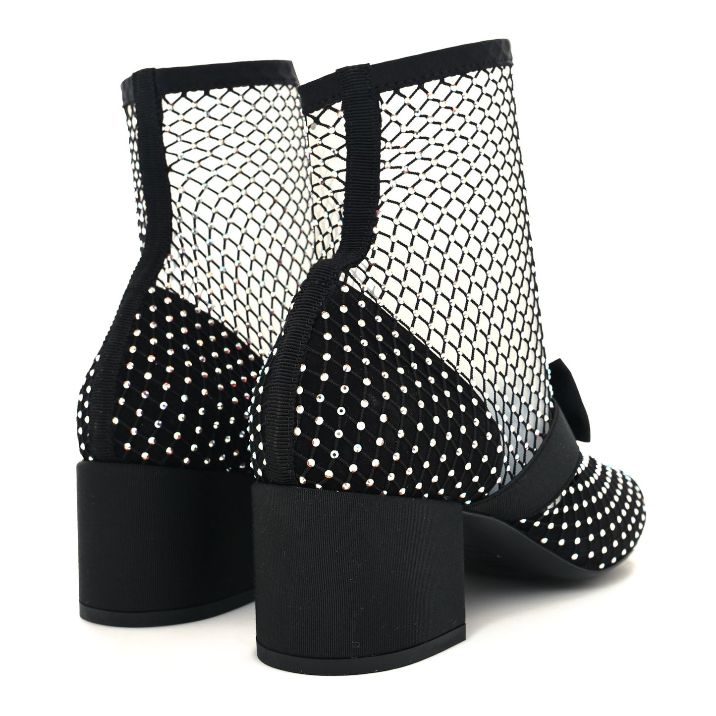 Resille Strass Kid Suede Patent Mary Jane Short Boots 38 Black
