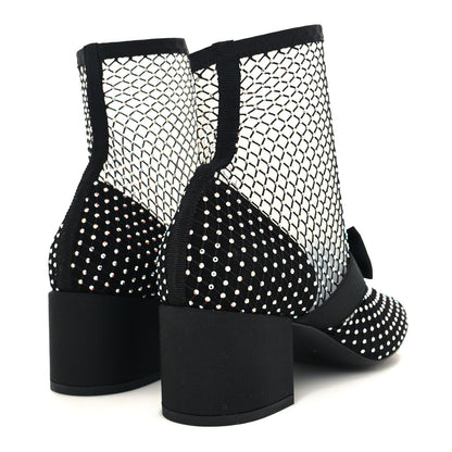 Chanel Resille Strass Kid Suede Patent Mary Jane Short Boots 38 Black 4 of 7
