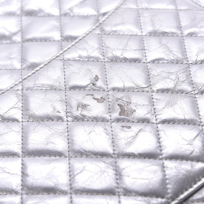 Chanel Metallic Crumpled Calfskin Quilted Large Slide Pouch Silver 9 of 10