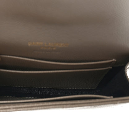 Saint Laurent Grain De Poudre Matelasse Chevron Small Monogram Envelope Wallet Dark Beige 5 of 7