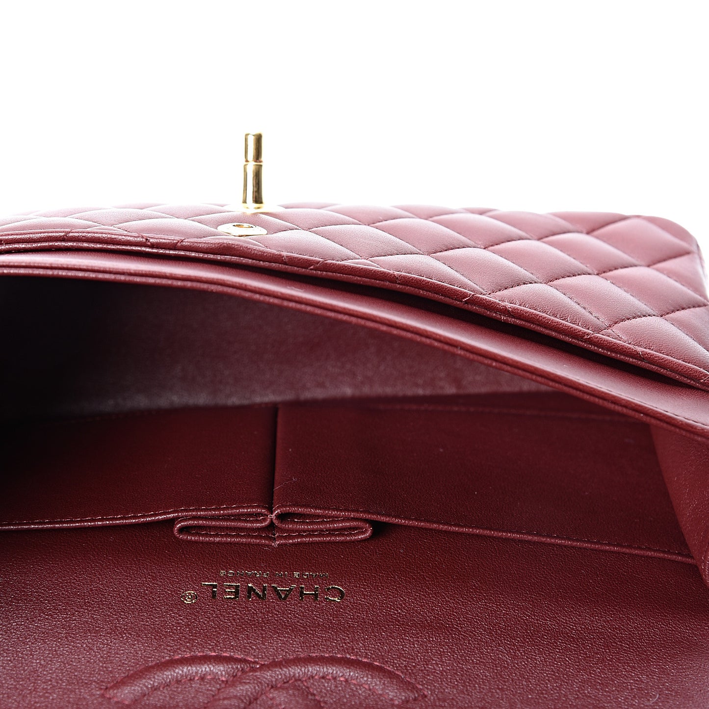 Lambskin Quilted Medium Double Flap Burgundy