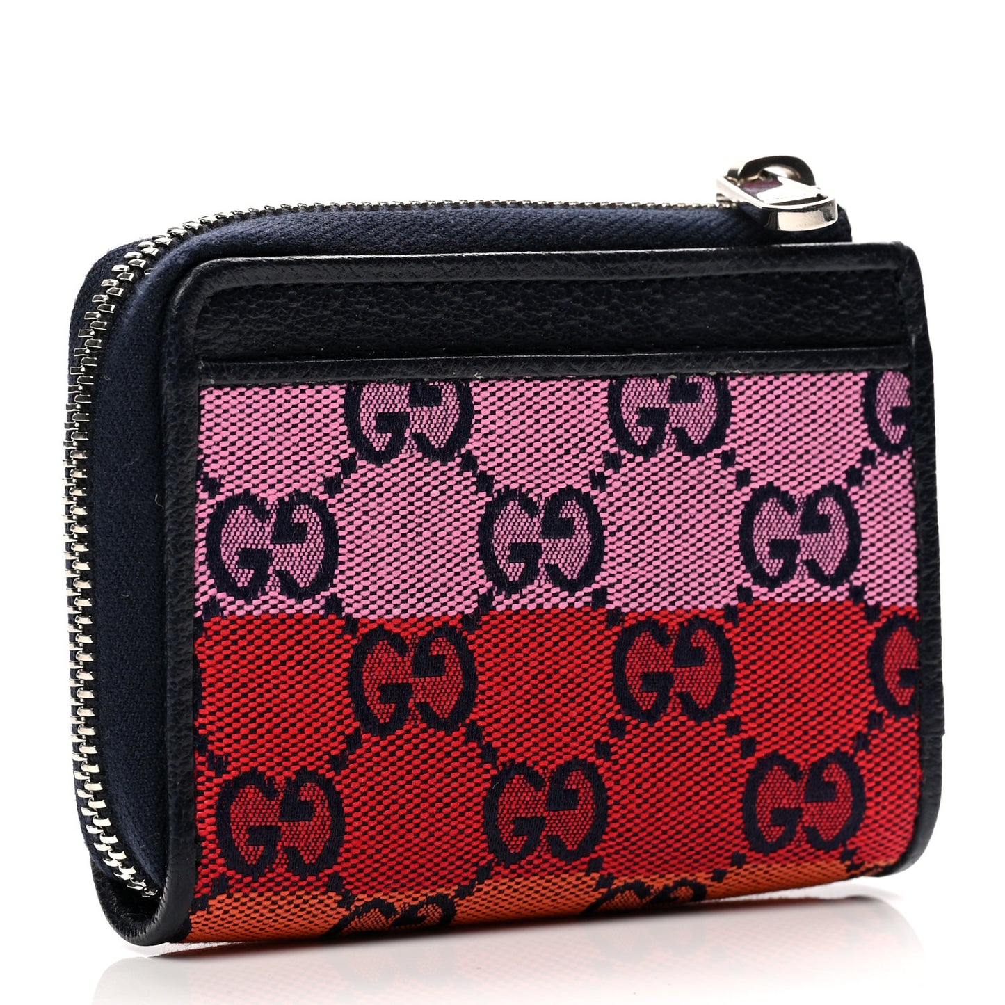 Monogram Multicolor Retro Interlocking G Zip Card Case Wallet Blue Rainbow