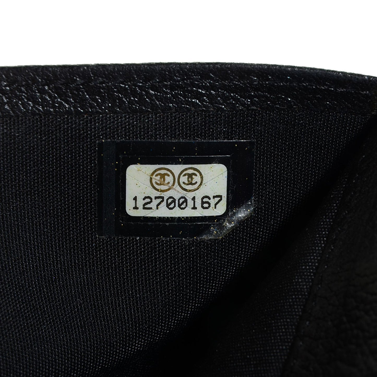 Goatskin Camellia Embossed Flap Wallet Black