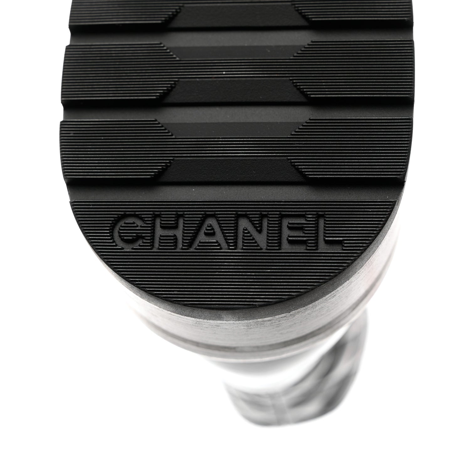 Shiny Calfskin Quilted Lace Up Combat Boots 36.5 Black