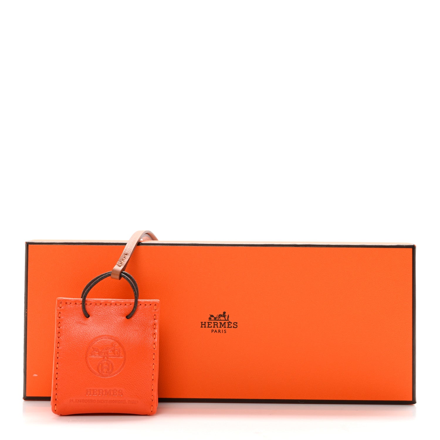 Hermes Milo Lambskin Swift Shopping Bag Charm Feu Gold 4 of 4