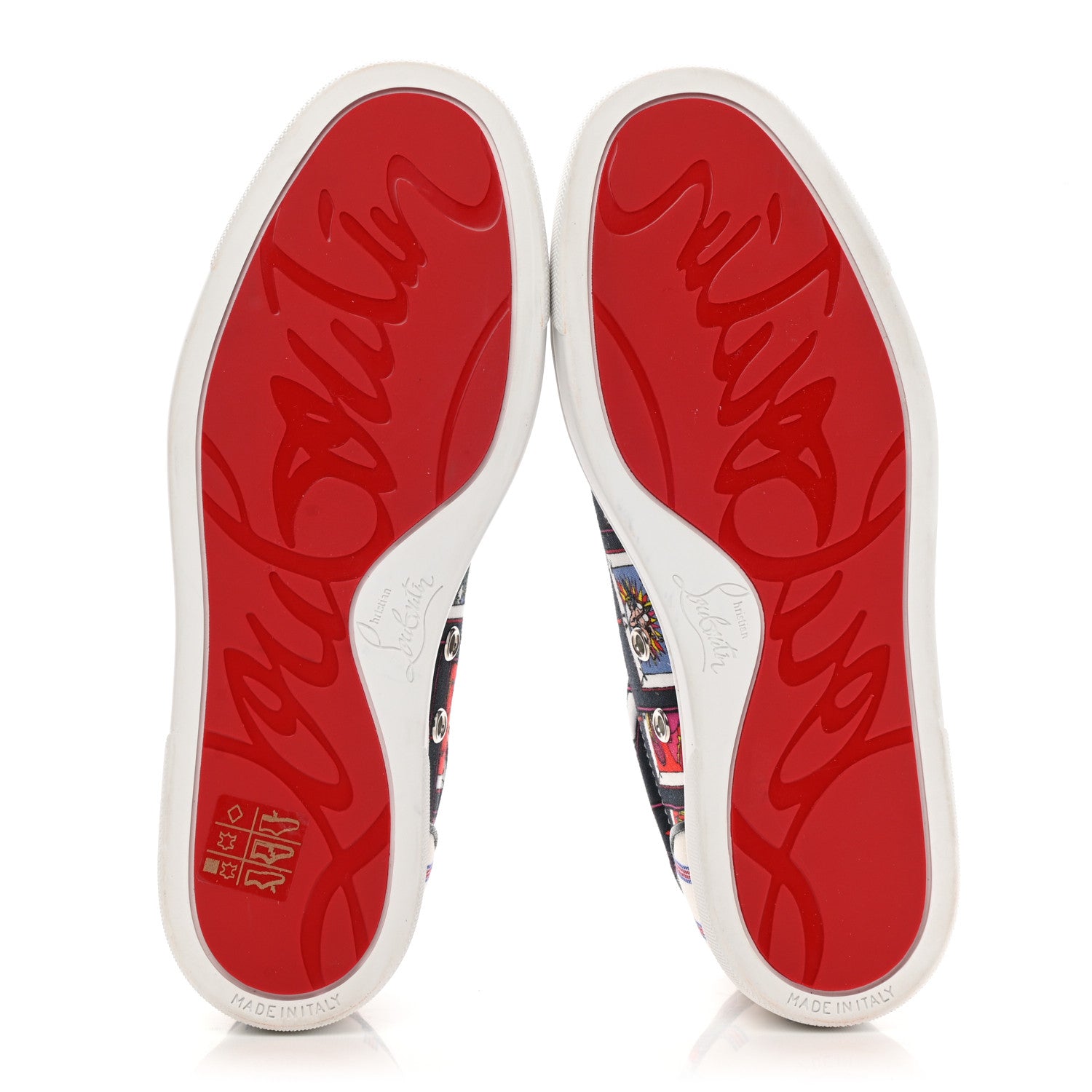 Christian Louboutin Linen Canvas Calfskin Womens Vieira Tarot-Print Sneakers 36.5 Multicolor 5 of 8
