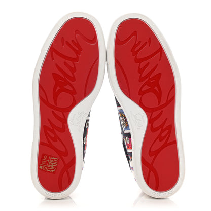 Christian Louboutin Linen Canvas Calfskin Womens Vieira Tarot-Print Sneakers 36.5 Multicolor 5 of 8