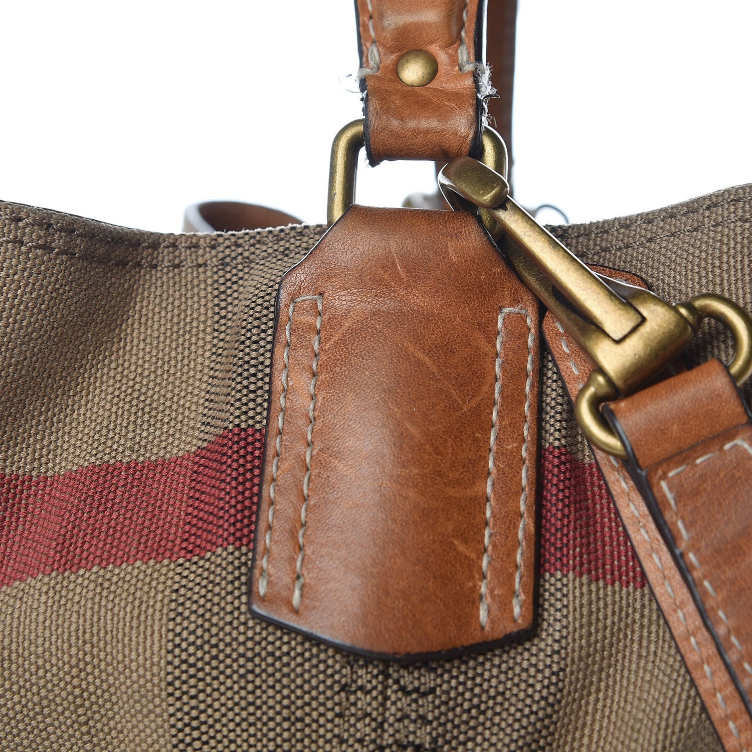 Burberry Canvas Mega Check Medium Ashby Hobo Saddle Brown 13 of 16