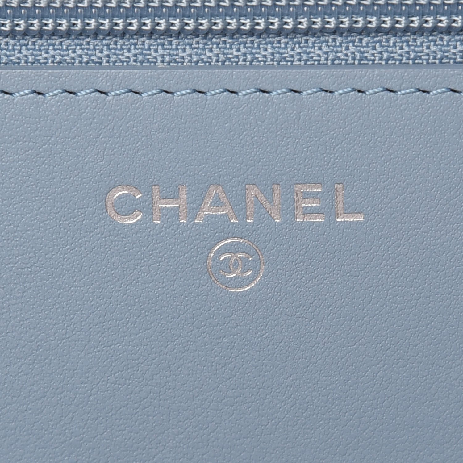 Chanel Faded Patent Calfskin Quilted Wallet on Chain Blue 6 of 9