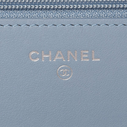 Chanel Faded Patent Calfskin Quilted Wallet on Chain Blue 6 of 9