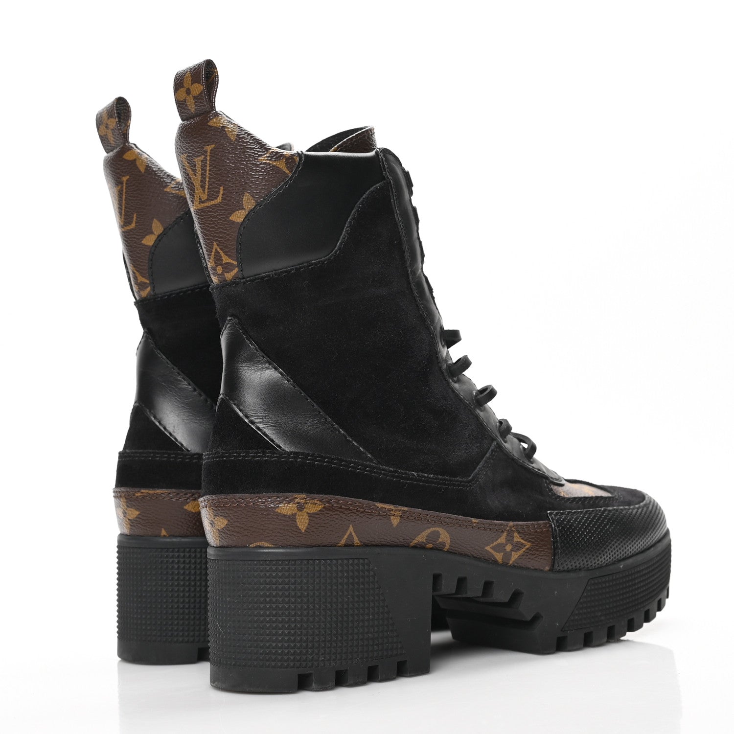 Louis Vuitton Suede Calfskin Monogram Laureate Platform Desert Boots 38 Black 4 of 7