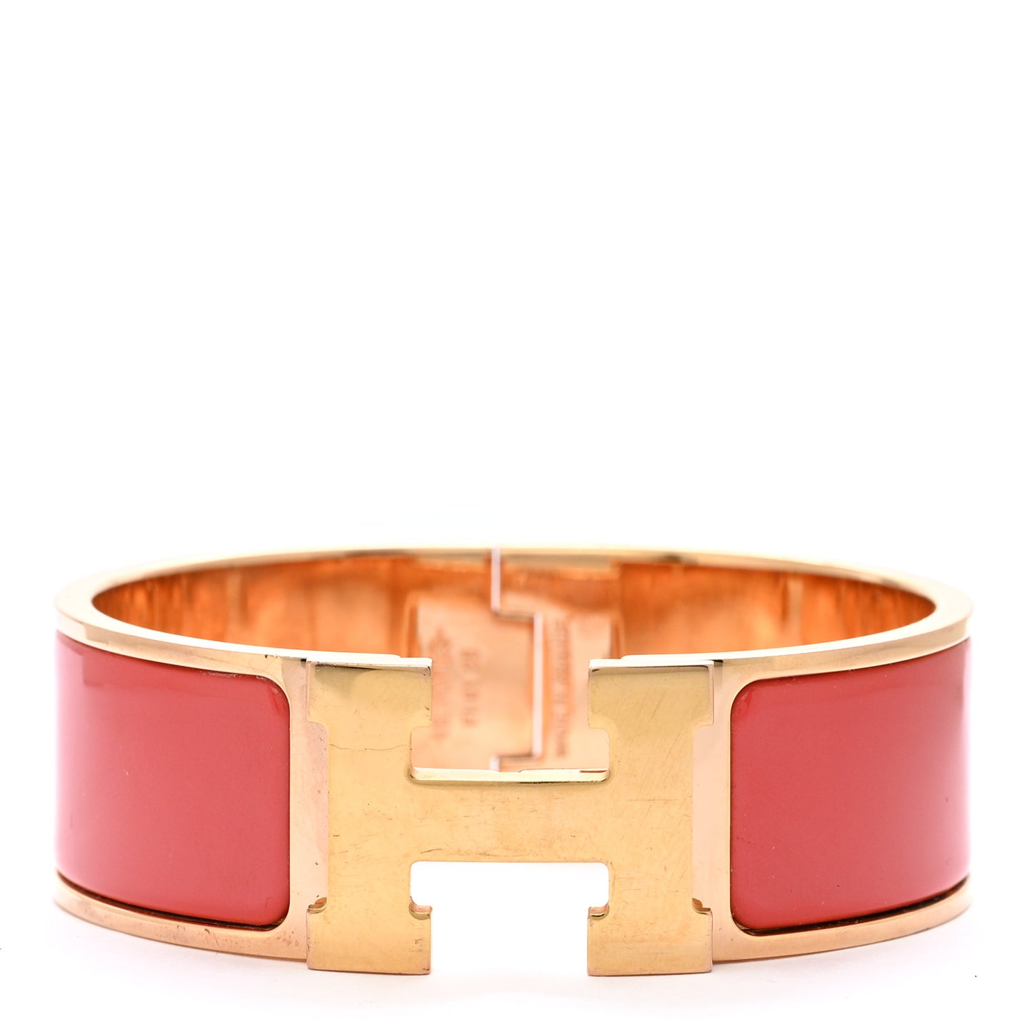Enamel Wide Clic Clac H Bracelet GM Rouge Corail