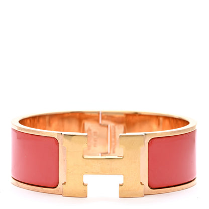 Hermes Enamel Wide Clic Clac H Bracelet GM Rouge Corail 1 of 6