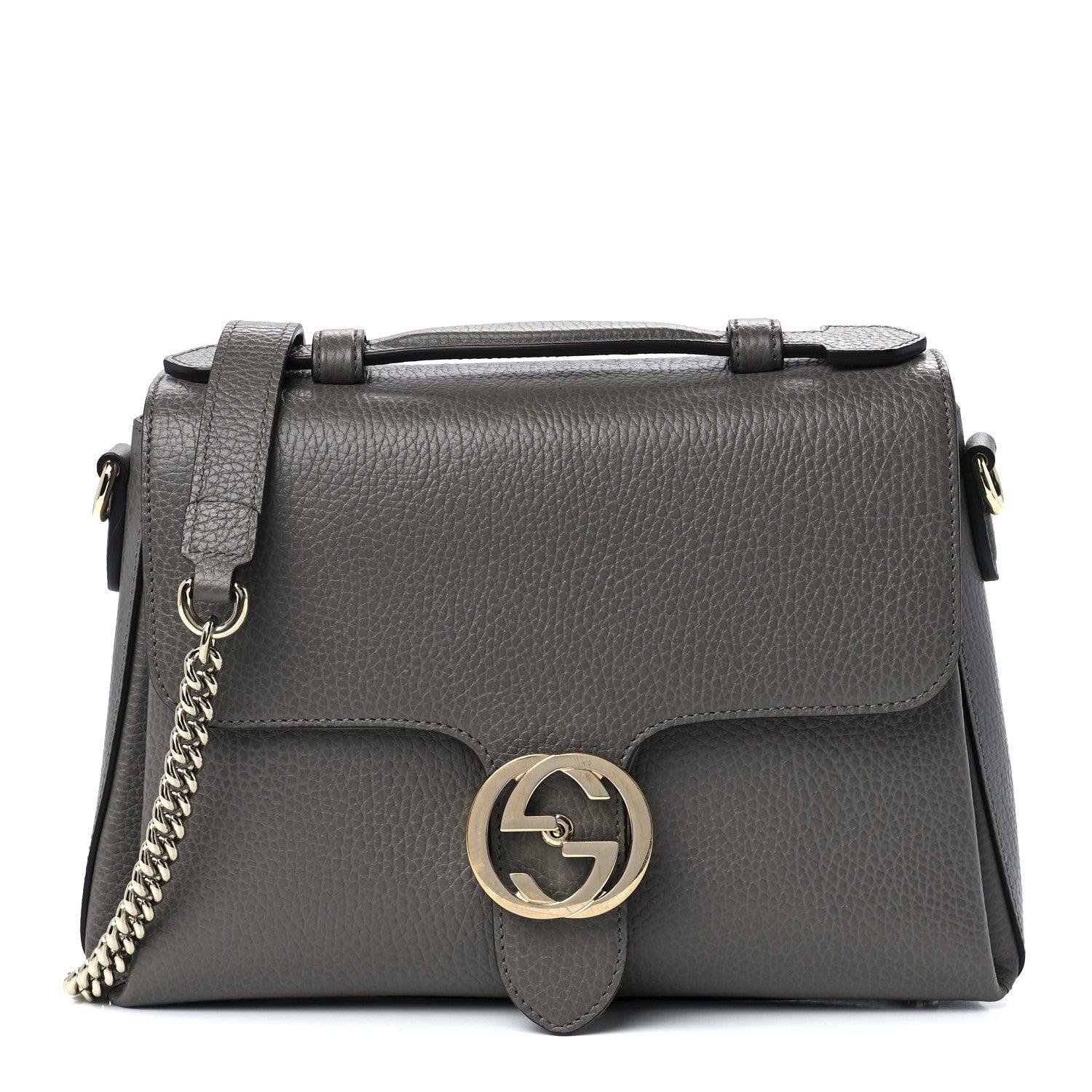 Gucci Dollar Calfskin Interlocking G Top Handle Shoulder Bag Loess 1 of 11