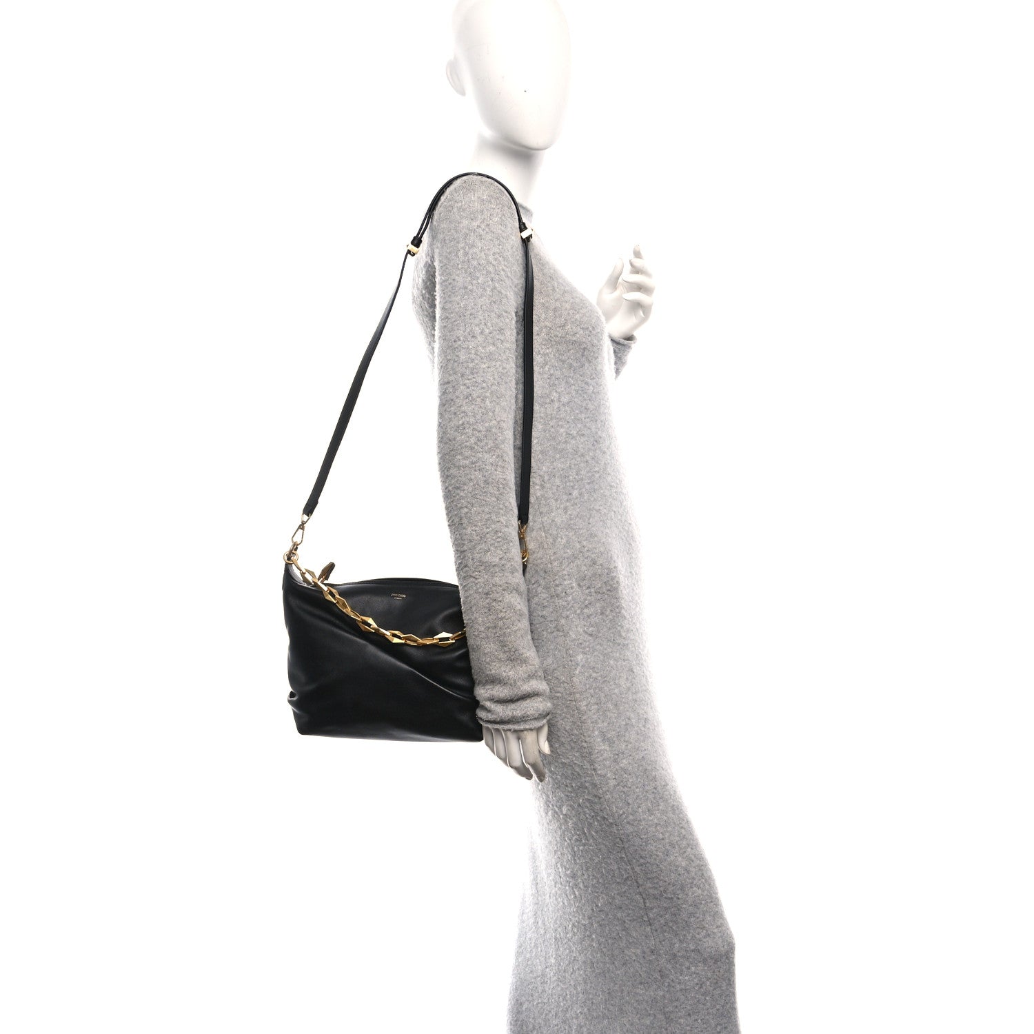 Jimmy Choo Soft Calfskin Small Diamond Hobo Black 2 of 9