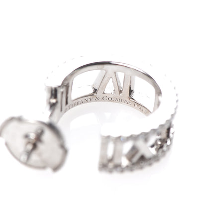 Tiffany 18K White Gold Diamond Atlas Open Hoop Earrings 4 of 5