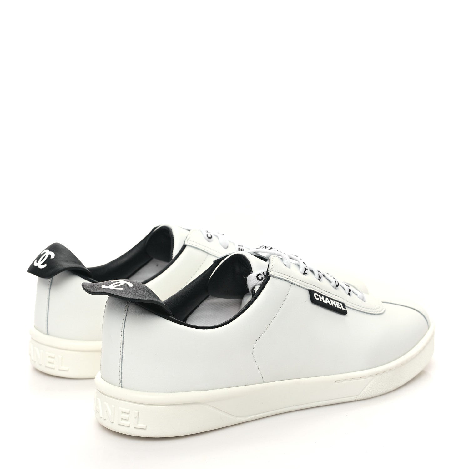 Chanel Calfskin Womens CC Sneakers 38.5 White 4 of 8
