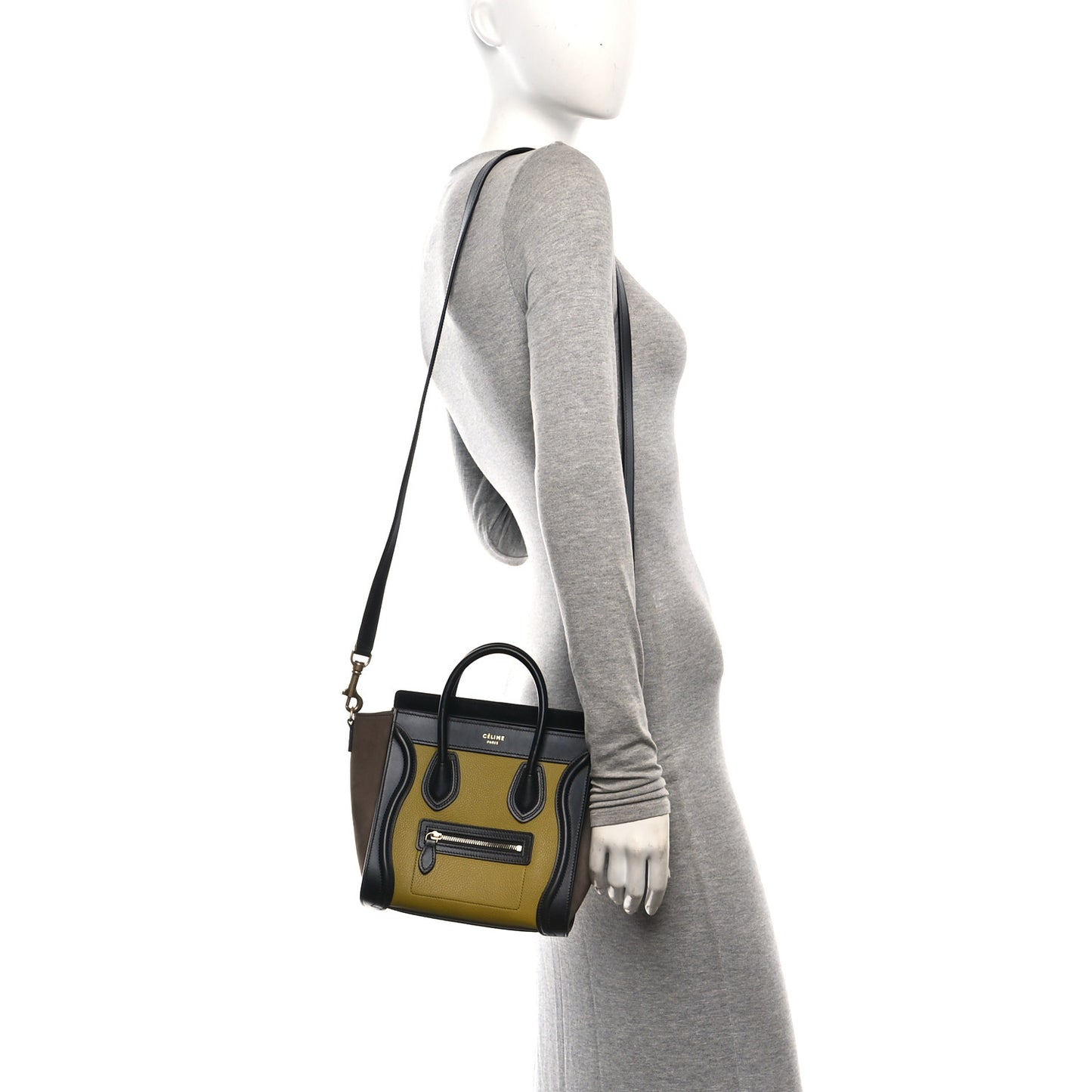 Baby Grained Calfskin Nubuck Nano Tri-Color Luggage Olive