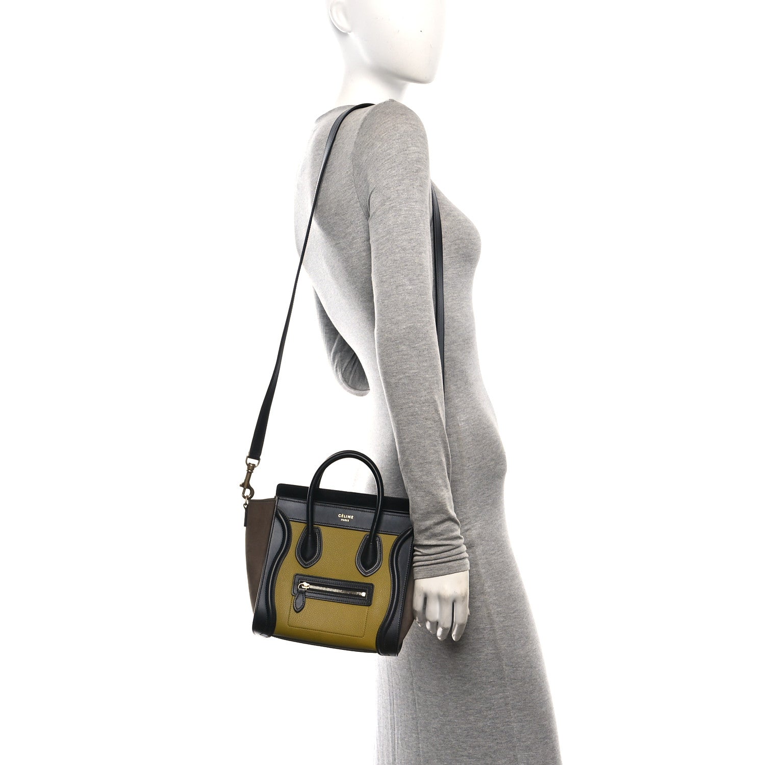 Celine Baby Grained Calfskin Nubuck Nano Tri-Color Luggage Olive 2 of 9