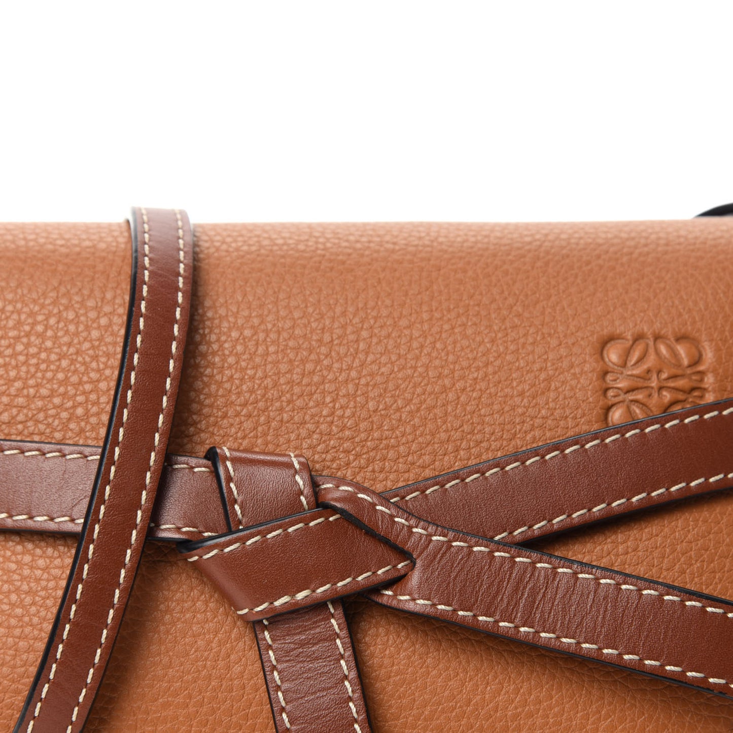 Grained Calfskin Mini Gate Crossbody Bag Caramel Pecan