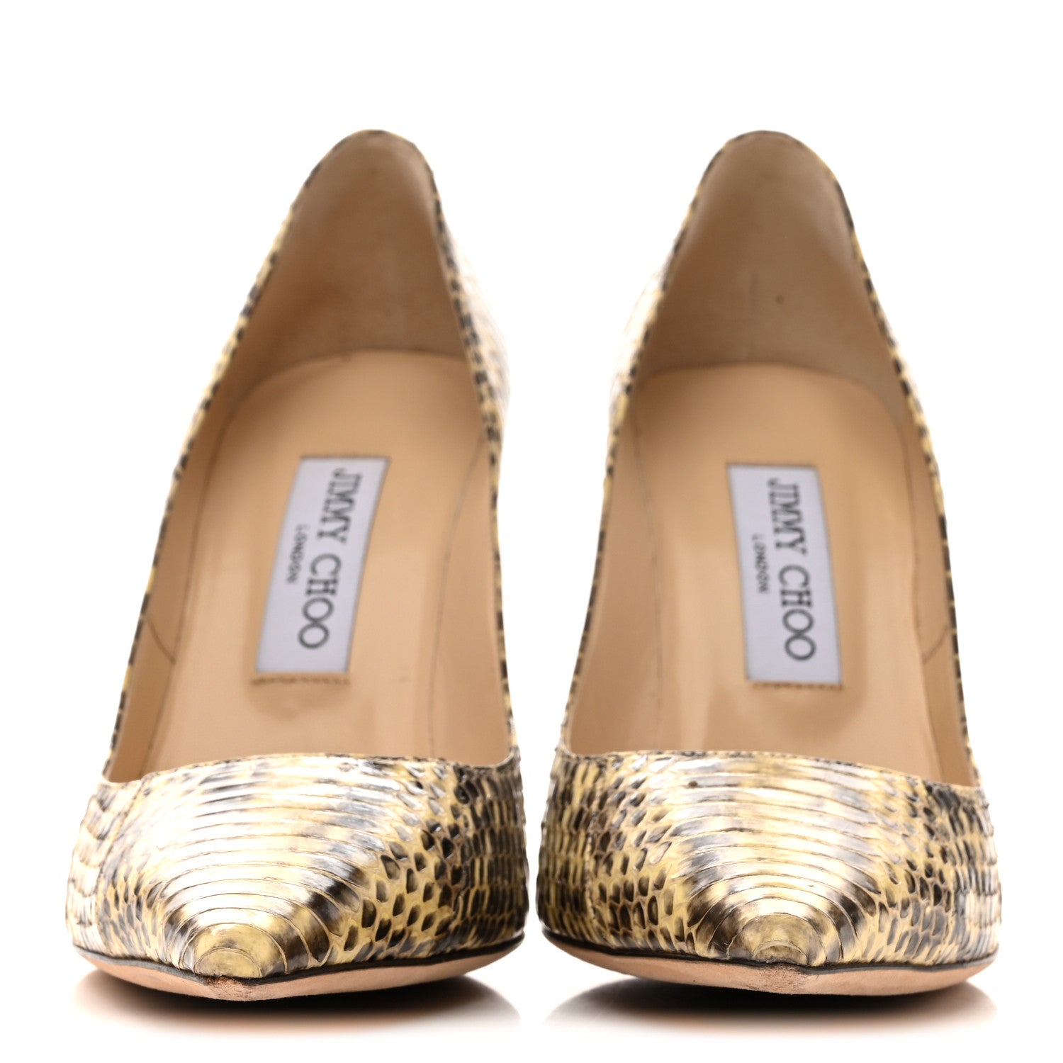 Jimmy Choo Glossy Panelled Elaphe Abel Pumps 38.5 Buttercup 3 of 12