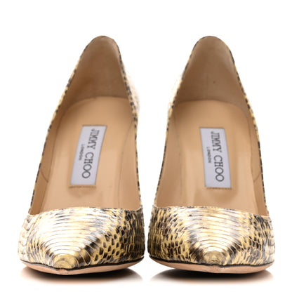 Jimmy Choo Glossy Panelled Elaphe Abel Pumps 38.5 Buttercup 3 of 12
