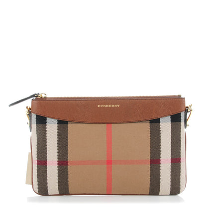 Burberry House Check Derby Peyton Crossbody Clutch Bag Tan 1 of 10