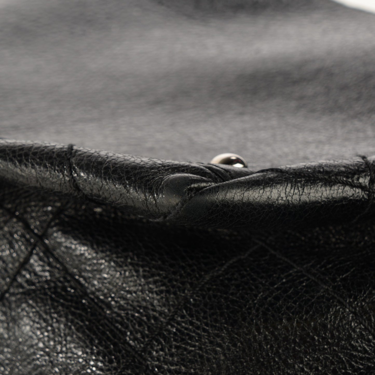 Glazed Calfskin On The Road Drawstring Tote Black