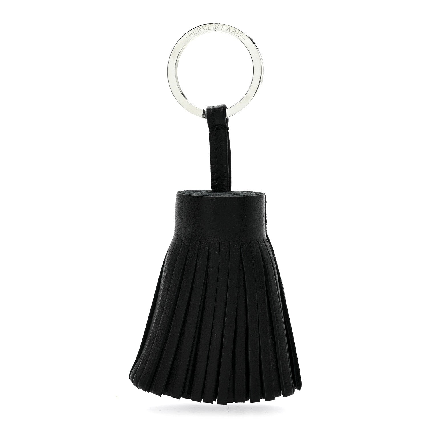 Hermes Lambskin Carmen Tassel Key Holder Black 1 of 5