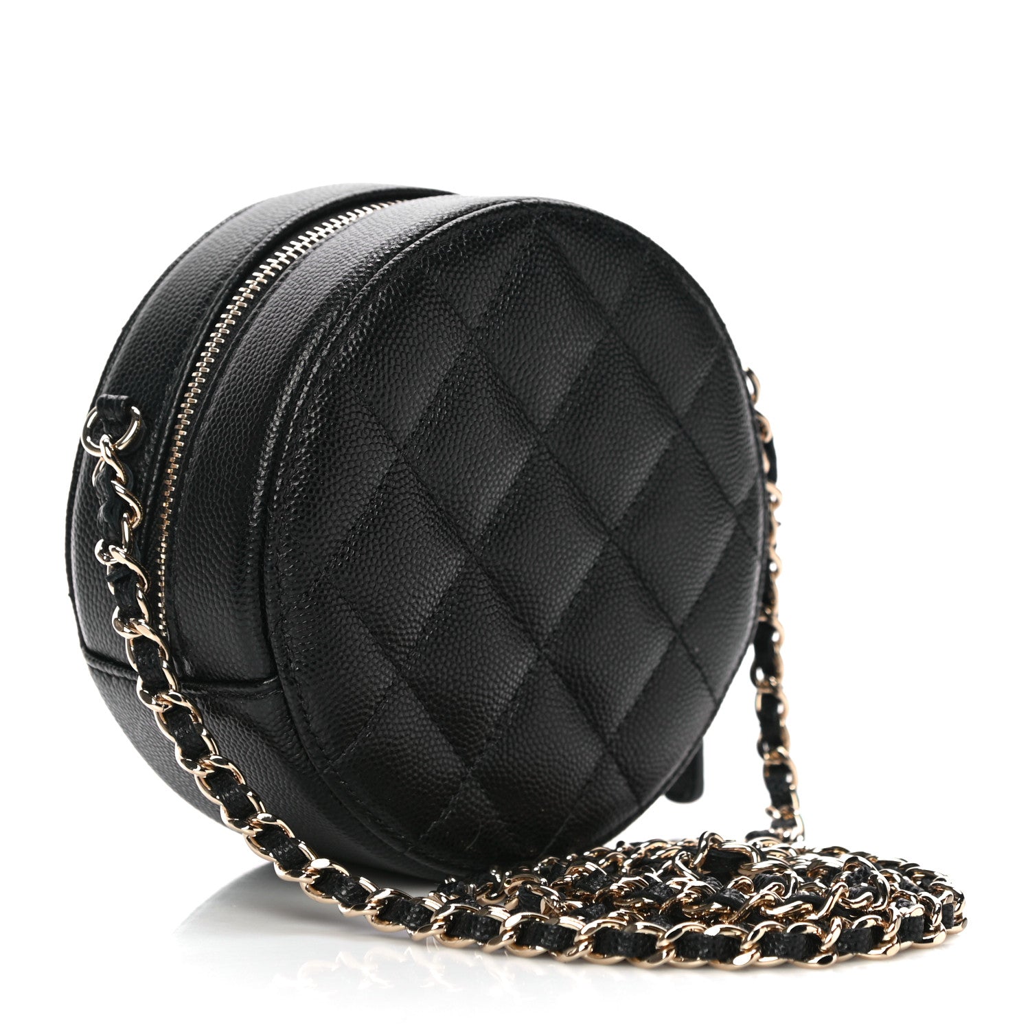 Chanel Caviar Quilted Round Clutch With Chain Black 3 of 11