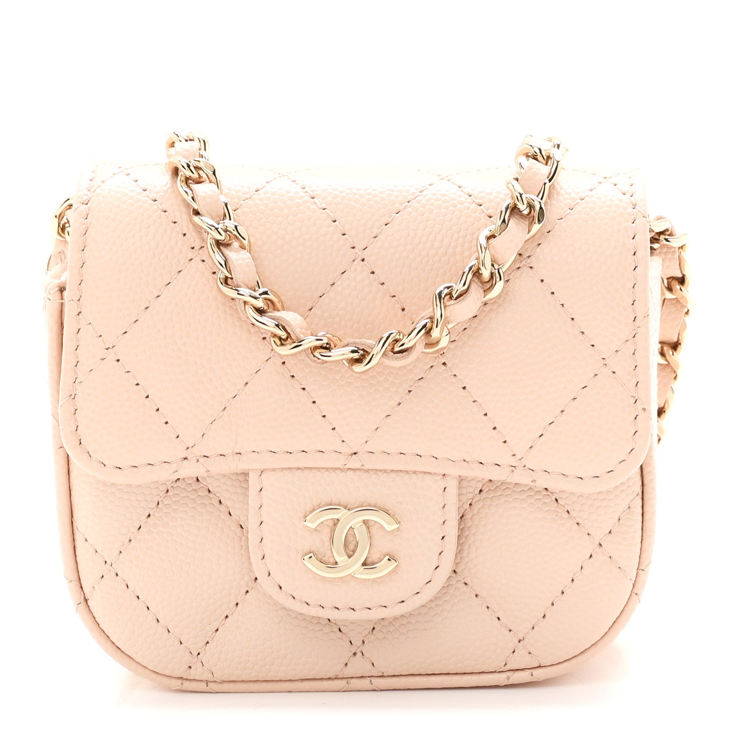 Chanel Caviar Quilted Mini Clutch With Chain Light Beige 1 of 12