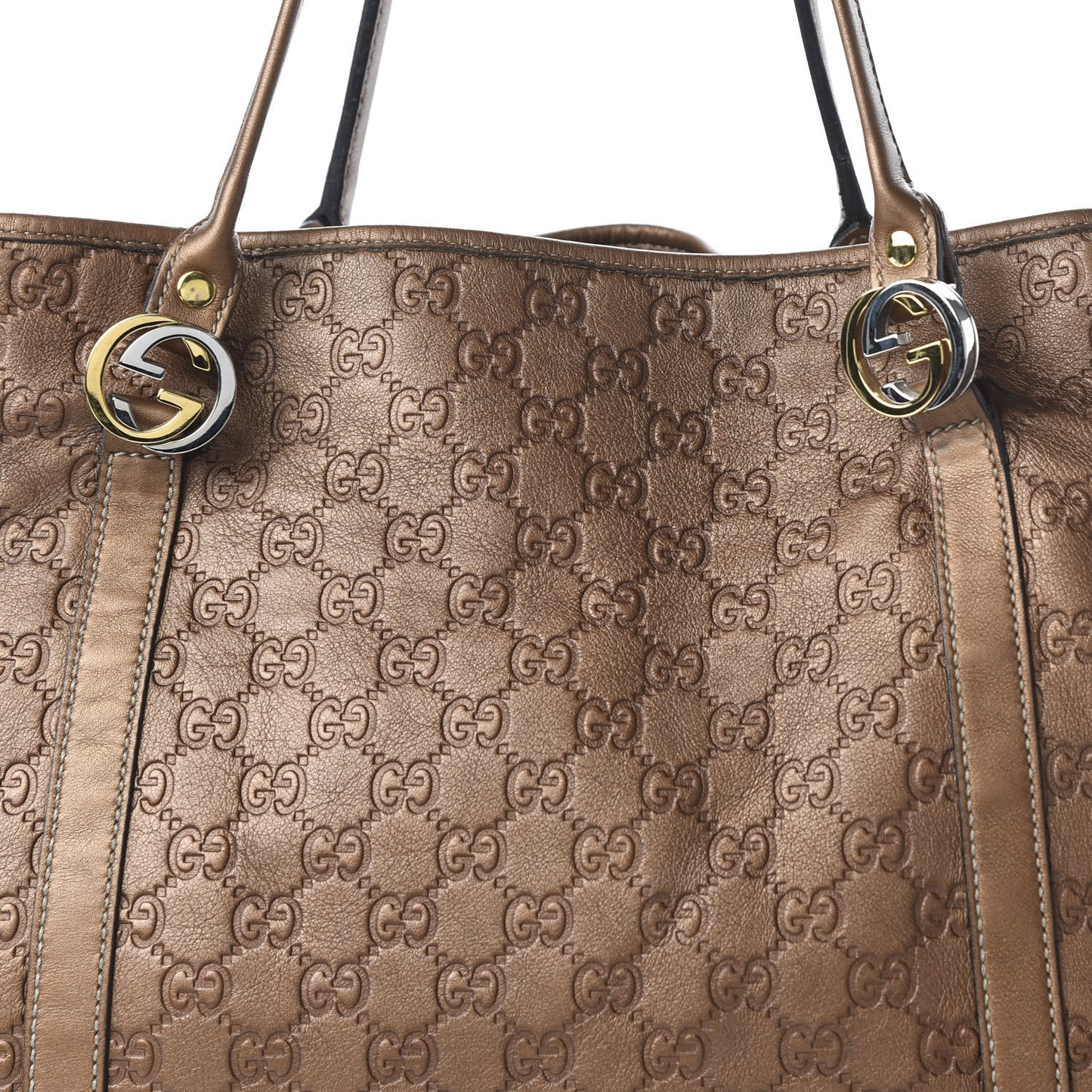 Metallic Guccissima Large GG Twins Tote Bronze