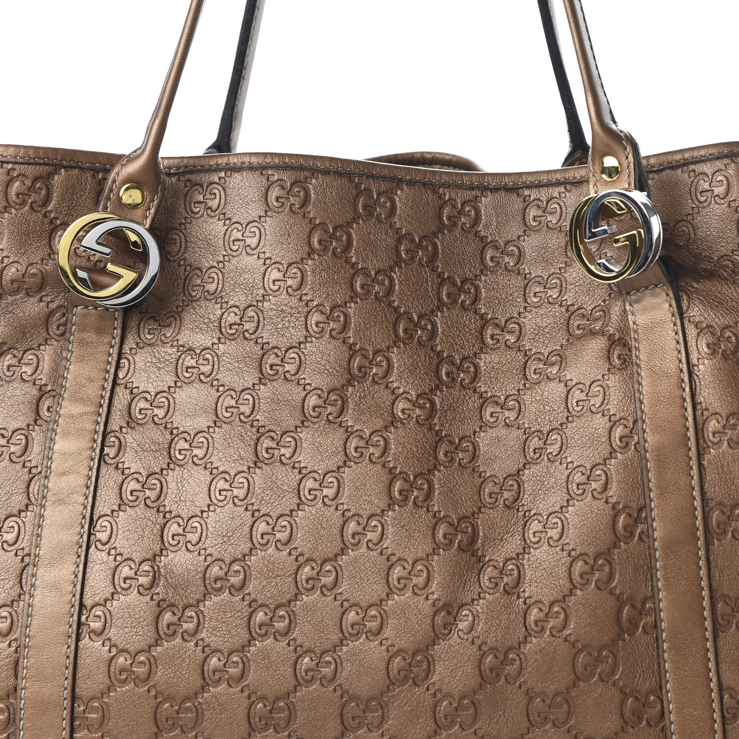 Gucci Metallic Guccissima Large GG Twins Tote Bronze 10 of 10