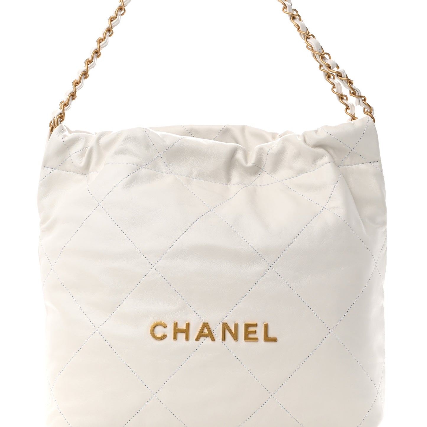 Shiny Calfskin Quilted Small Chanel 22 White