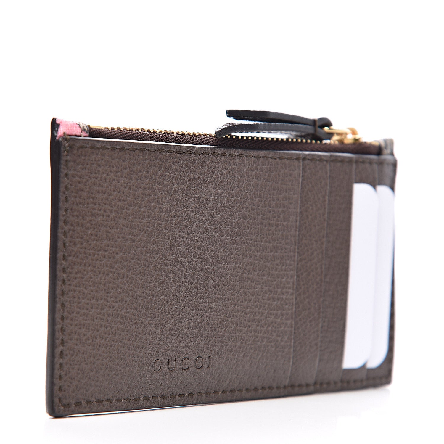Gucci GG Supreme Monogram Bengal Coin Case Card Holder Beige Crop Pink New Acero 2 of 6