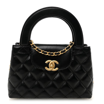 Chanel Shiny Aged Calfskin Quilted Nano Kelly Shopper Black 1 of 10