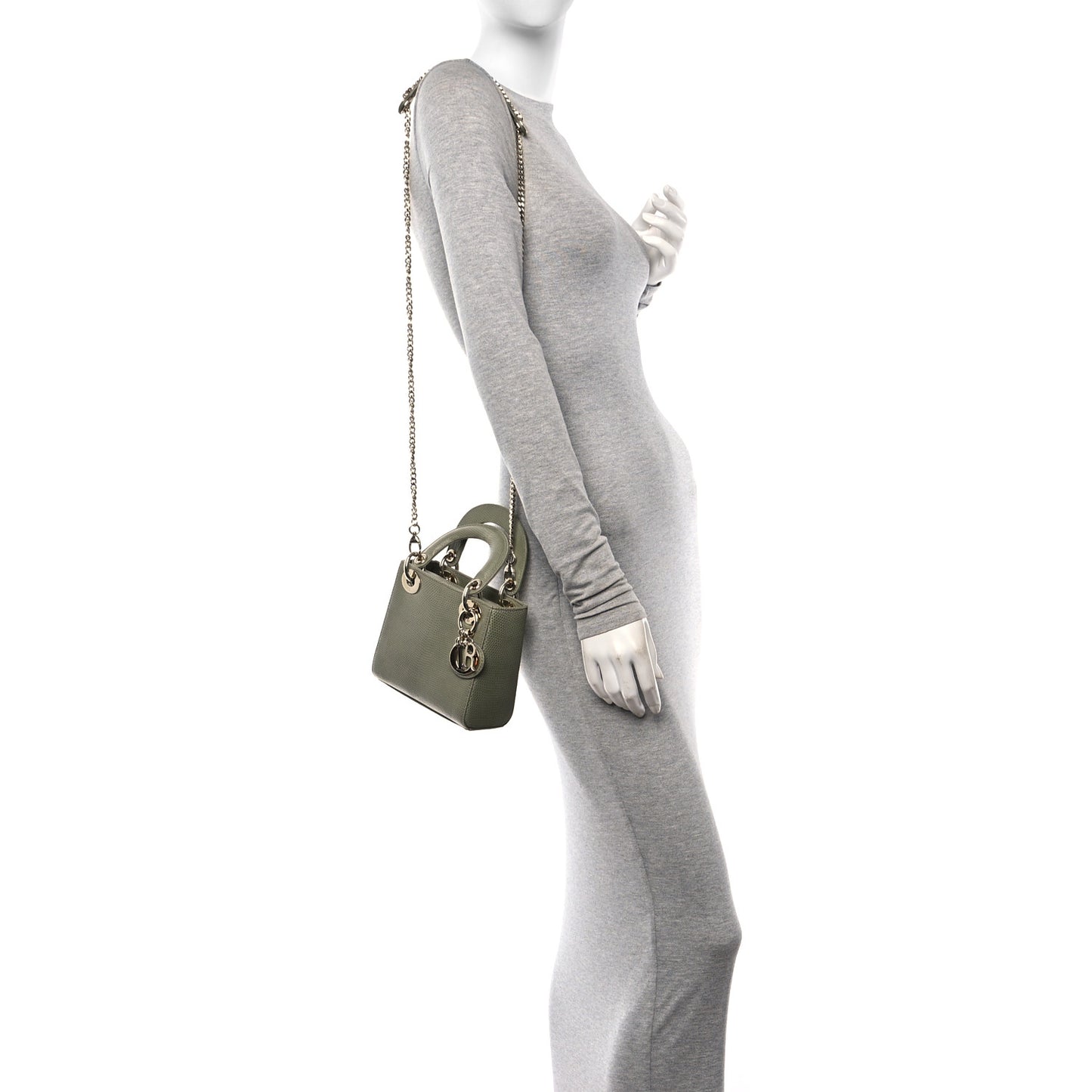 Lizard Mini Lady Dior  Vert Saule