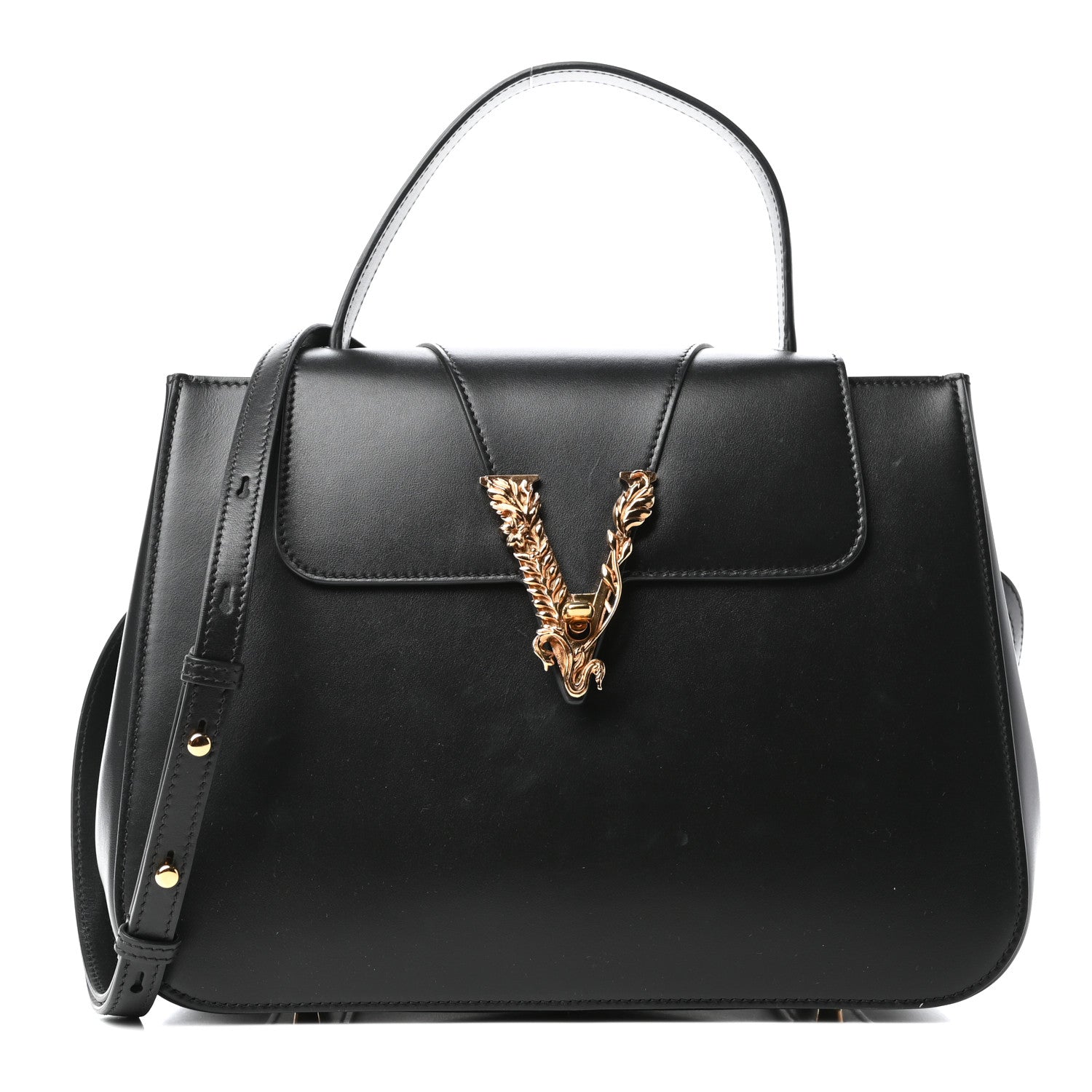 Versace Vitello Barocco Virtus Small Top Handle Shoulder Bag Black 1 of 11