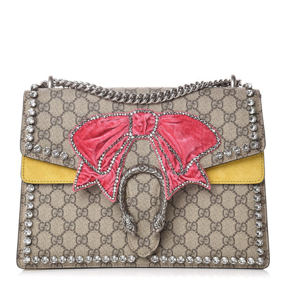 Gucci GG Supreme Monogram Crystal Bow Embroidered Medium Dionysus Shoulder Bag Yellow 1 of 10