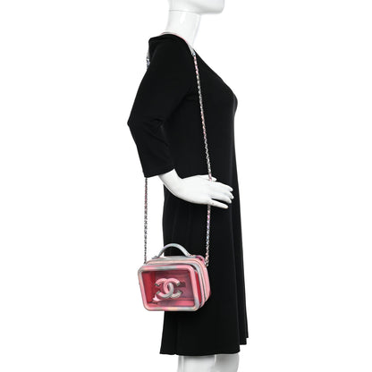 Chanel PVC Patent Calfskin Patent Lambskin Small CC Vanity Case Pink 3 of 11